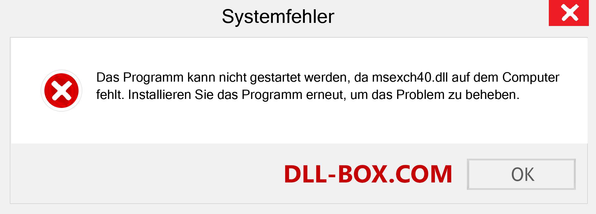 msexch40.dll-Datei fehlt?. Download für Windows 7, 8, 10 - Fix msexch40 dll Missing Error unter Windows, Fotos, Bildern